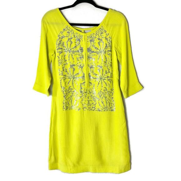 New Yoana Baraschi Lime Green Shift Dress Size Small - Picture 1 of 10